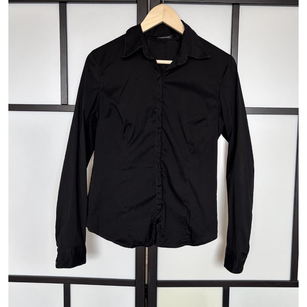 Massimo Dutti Womens Black Shirt‎ Size 44/34 Minimalist Professional Office - Picture 2 of 15